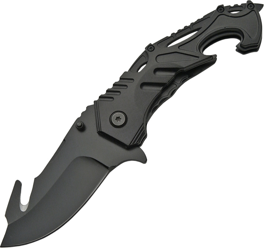 China Made CN300287BK Tactical Linerlock A/O Knife, Black