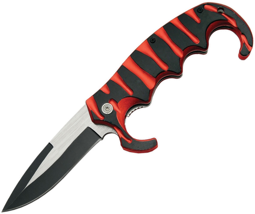China Made CN300289RD Linerlock A/O Knife, Red and Black