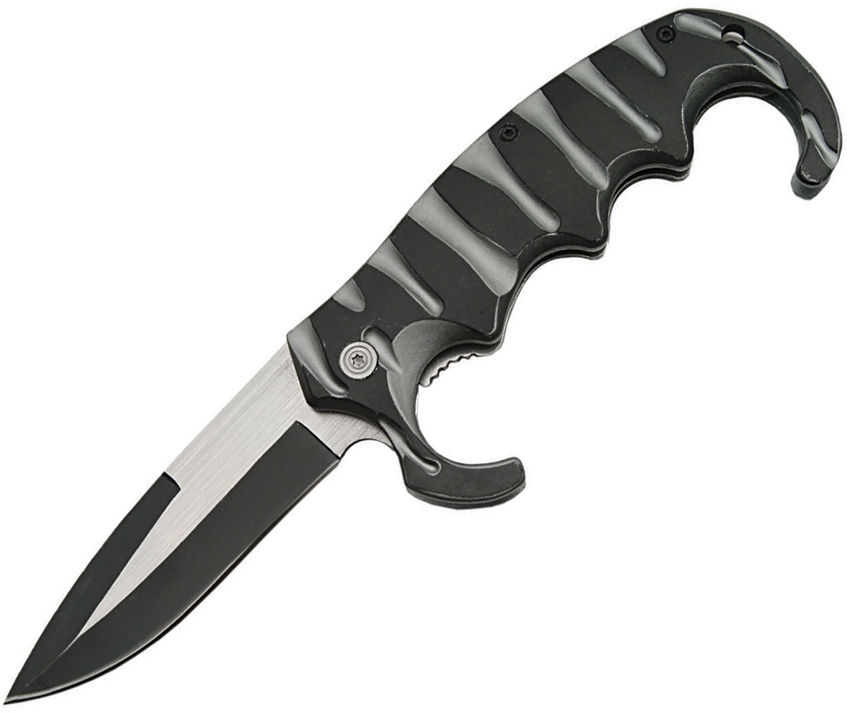 China Made CN300290GN Linerlock A/O Knife, Silver, Black