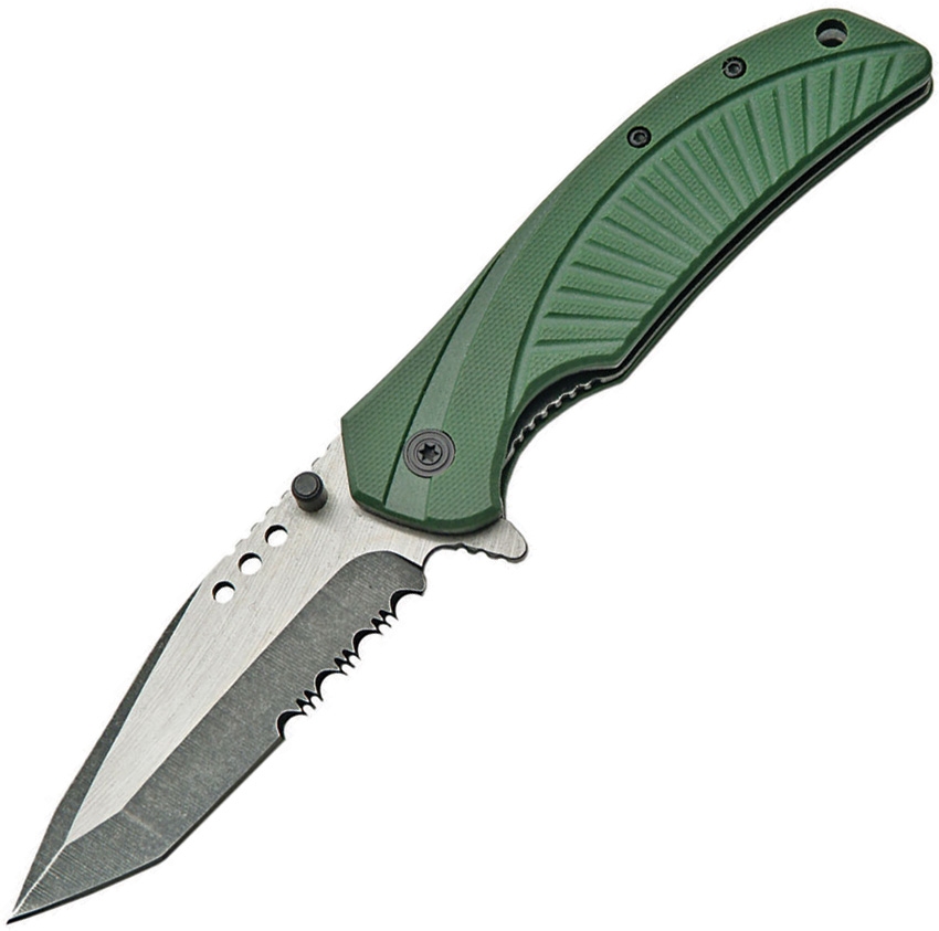 China Made CN300292DS Linerlock G10 A/O Knife, Green