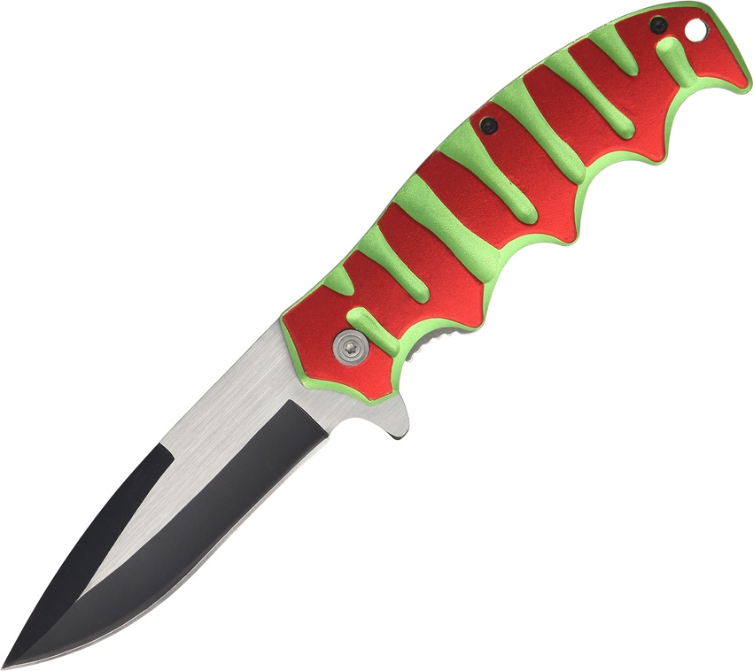 China Made CN300299RG Linerlock A/O Knife, Red, Green