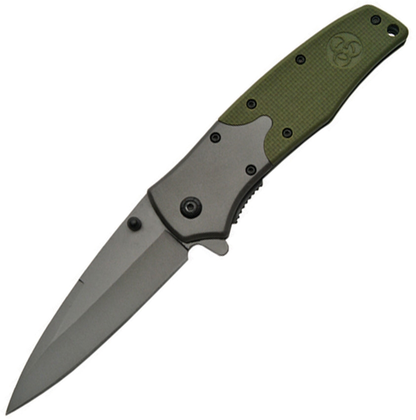 China Made CN300316GN Bio-Hazard Linerlock A/O Knife, Green