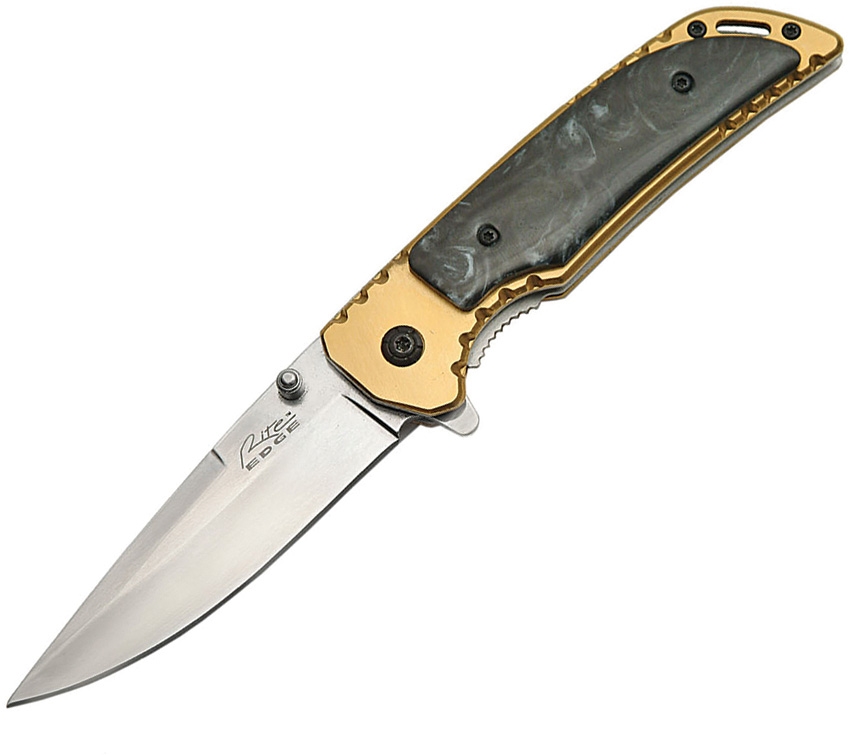 China Made CN300325RD Linerlock A/O Knife, Gold