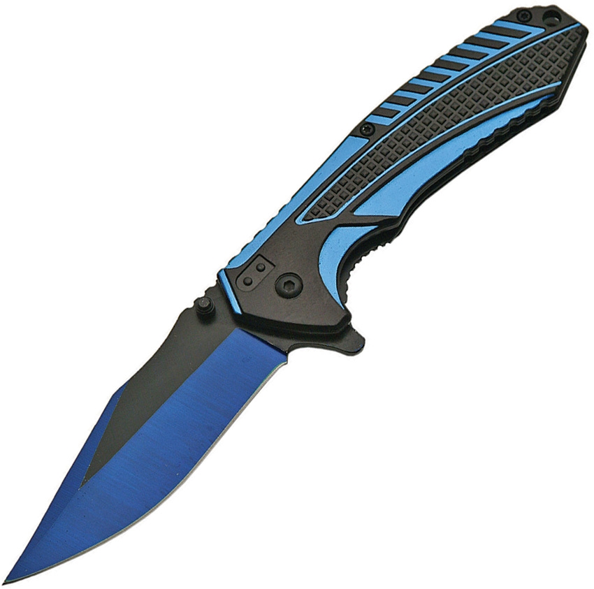 China Made CN300389BL Reflex Linerlock A/O Knife, Blue