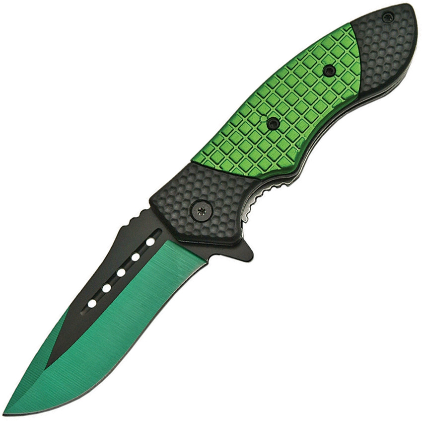 China Made CN300394GN Checker Board Linerlock Knife, Green