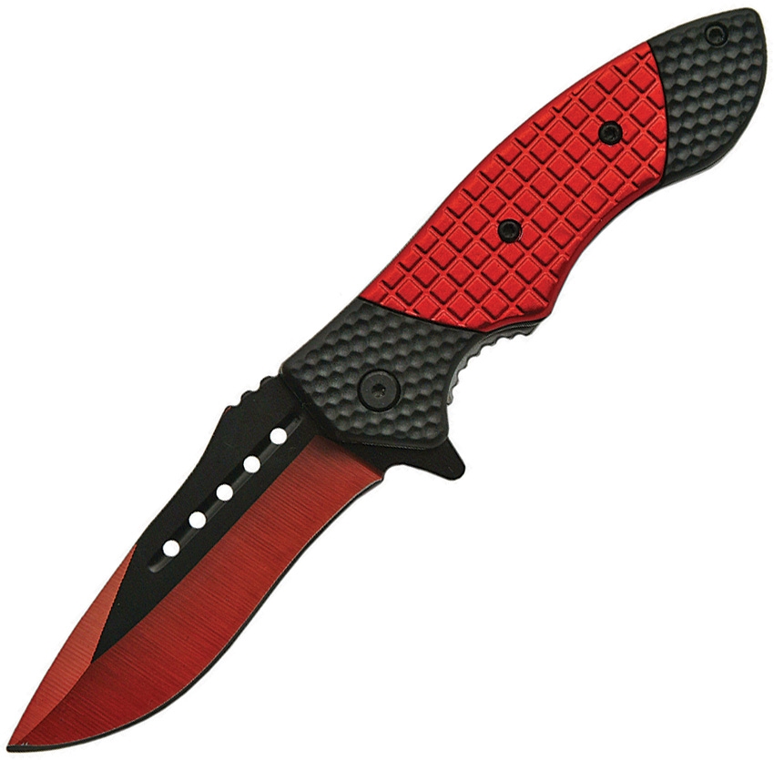 China Made CN300394RD Checker Board Linerlock Knife, Red