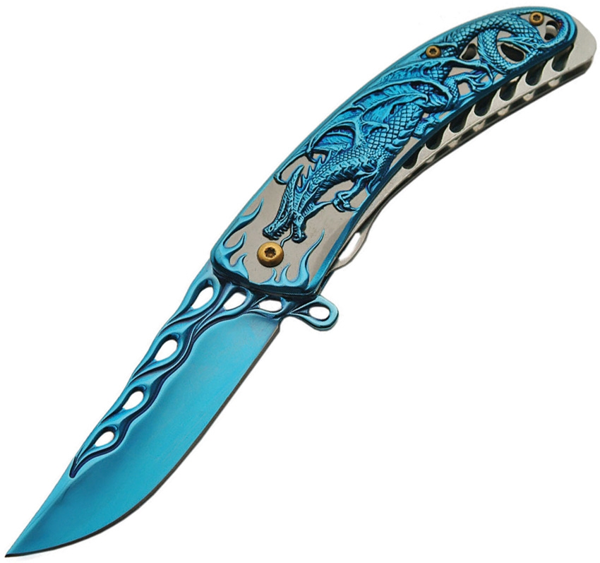 China Made CN300400BL Dragon Linerlock A/O Knife, Blue