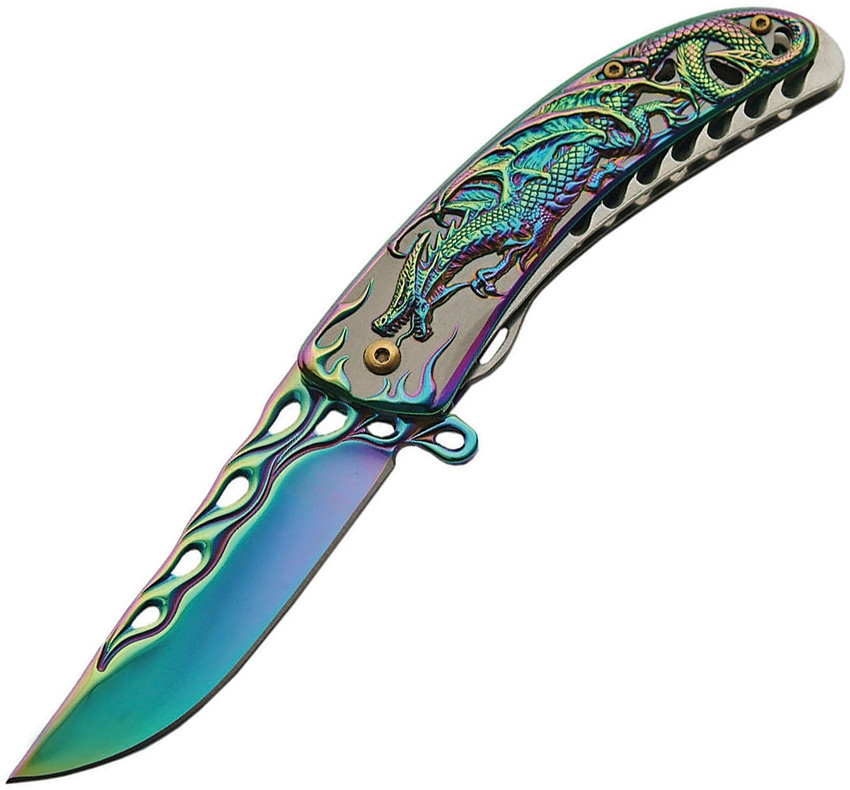 China Made CN300400RB Titanium Folder A/O Knife, Rainbow