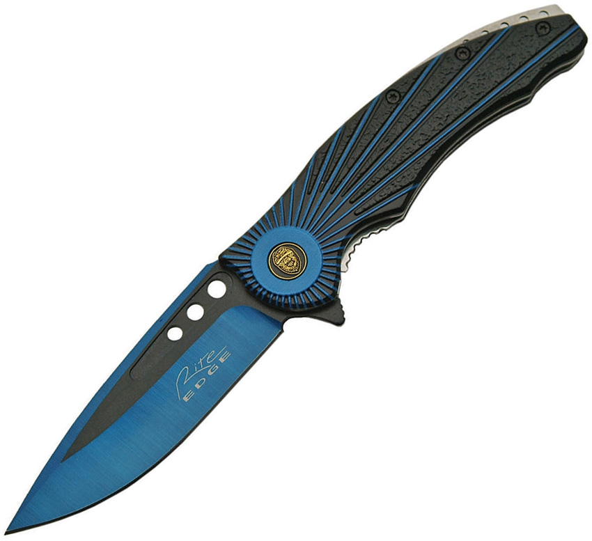 China Made CN300419BL Rising Sun Linerlock A/O Knife, Blue