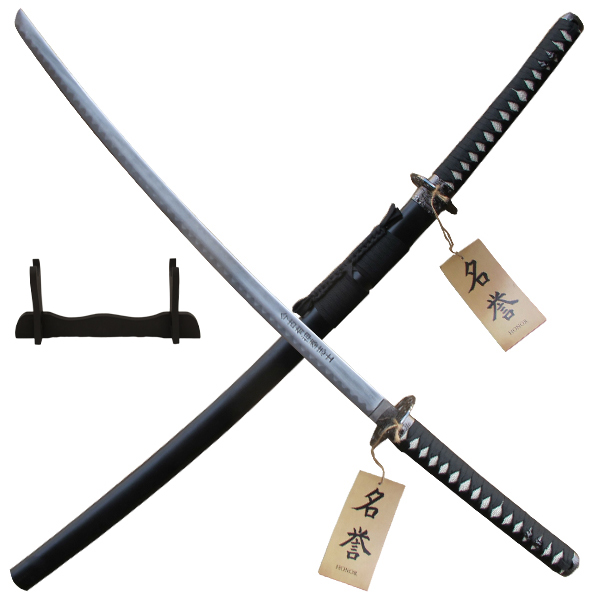 Chinese Writing Black and Silver Katana Samurai Sword