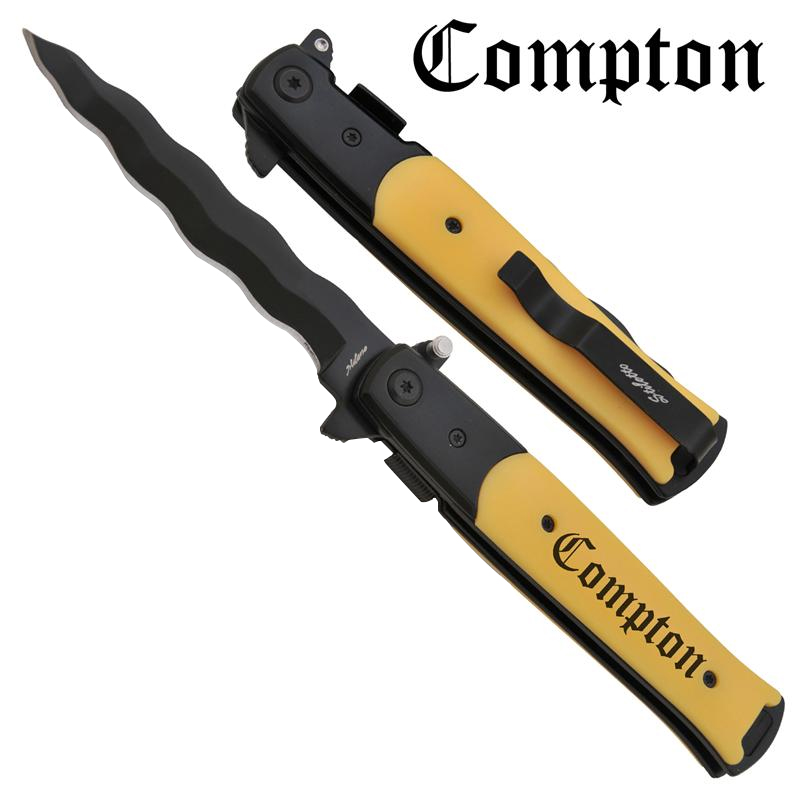 Compton Hood - Stiletto Style Spring Assisted Knife, Yellow