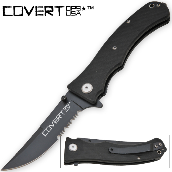 Covert Ops Rescue Spring Assisted Knife, Black