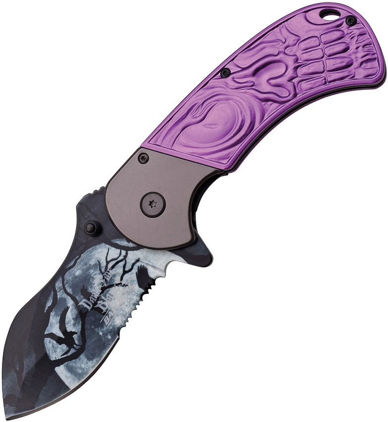 Dark Side DSA009PE Full Moon Linerlock A/O Knife, Purple