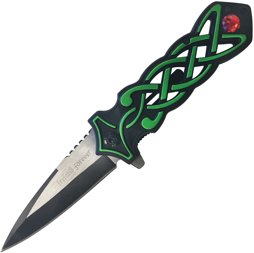 Dark Side DSA021BG Celtic Linerlock A/O Knife, Green
