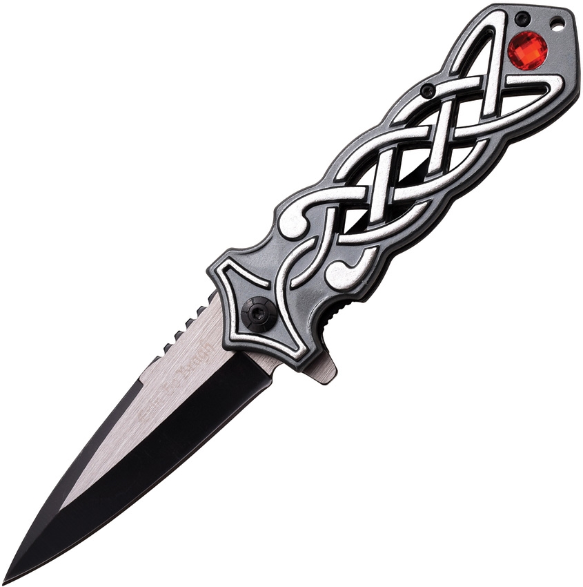 Dark Side DSA021SL Celtic Linerlock A/O Knife, Silver