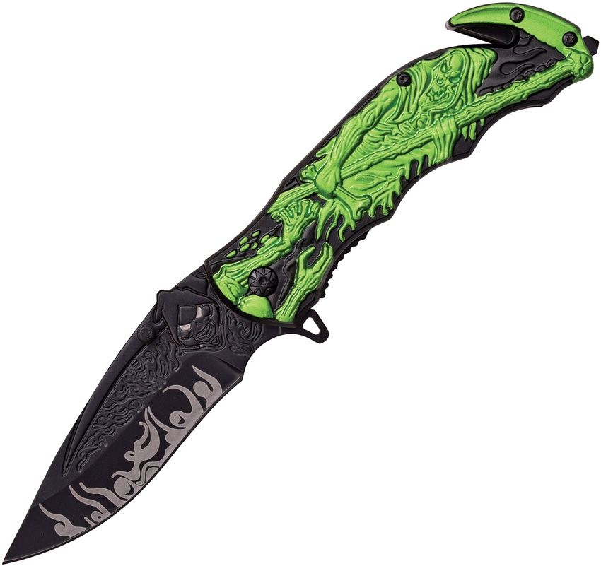 Dark Side DSA023GN Grim Reaper Linerlock A/O Knife, Green
