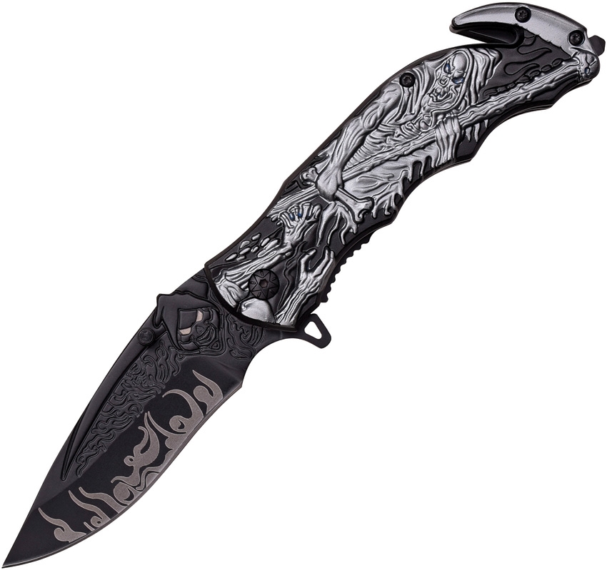 Dark Side DSA023GY Grim Reaper Linerlock A/O Knife, Silver