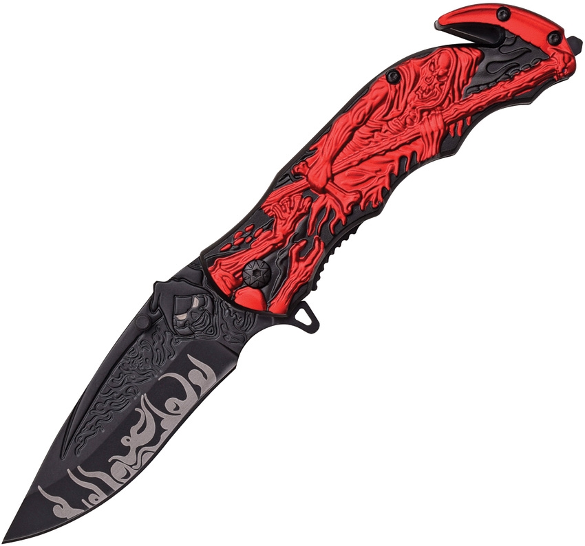 Dark Side DSA023RD Grim Reaper Linerlock A/O Knife, Red