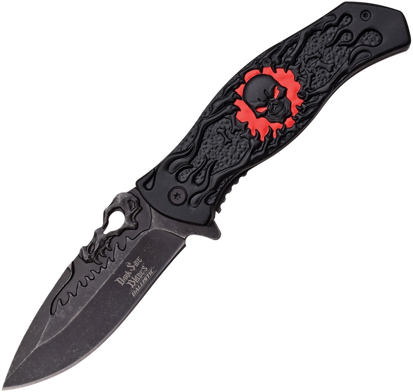 Dark Side DSA024BR Skull Linerlock A/O Knife, Black