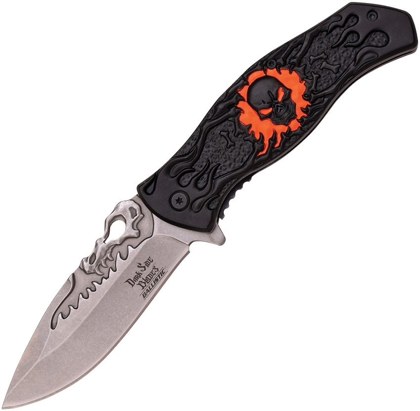 Dark Side DSA024OR Skull Linerlock A/O Knife, Orange