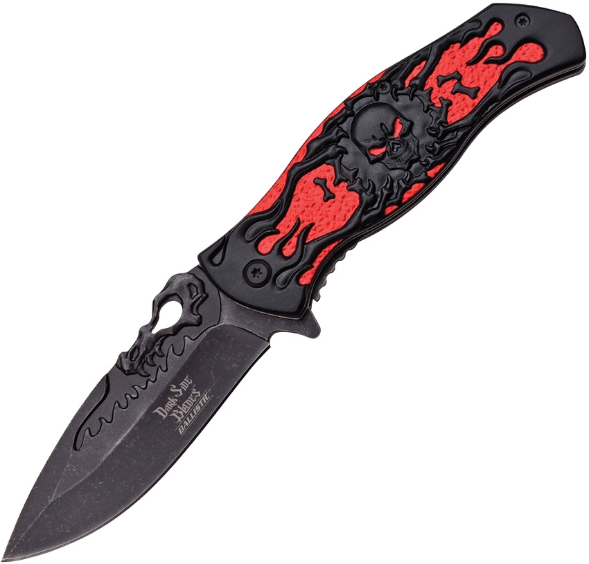 Dark Side DSA024RD Skull Linerlock A/O Knife, Red