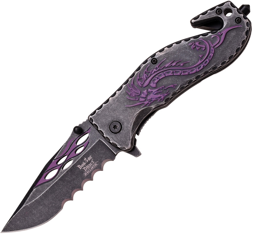 Dark Side DSA026PE Dragon Framelock A/O Knife, Purple