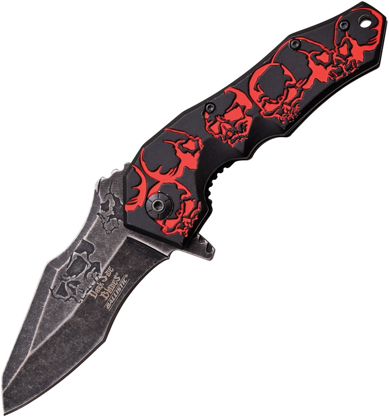Dark Side DSA029RD Skull Linerlock A/O Knife, Red