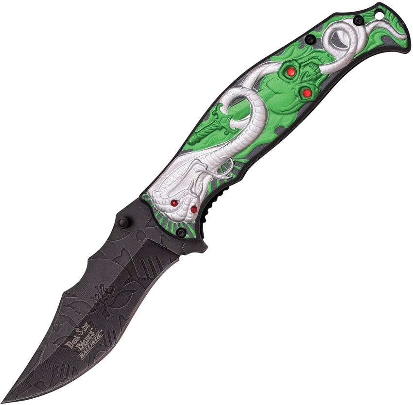 Dark Side DSA032GS Cobra Linerlock A/O Knife, Green, Silver