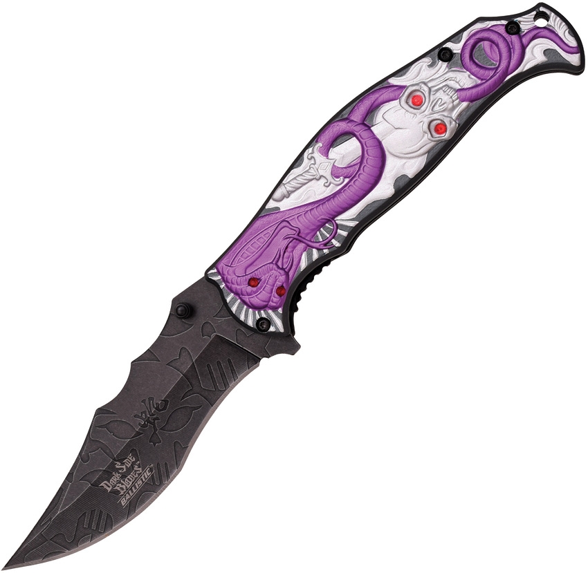 Dark Side DSA032SP Cobra Linerlock A/O Knife, Silver, Purple