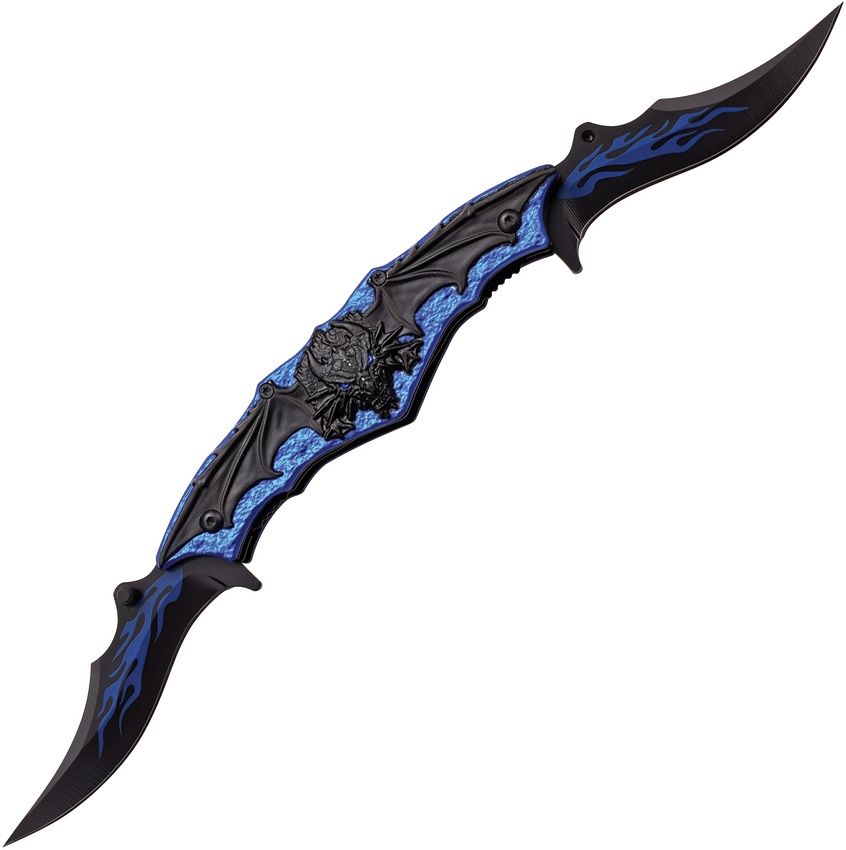 Dark Side DSA037BL Dual Blade Linerlock A/O Knife, Blue