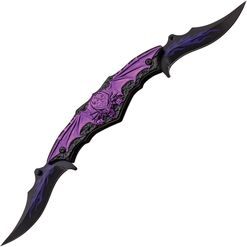 Dark Side DSA037BP Dual Blade Linerlock A/O Knife, Purple