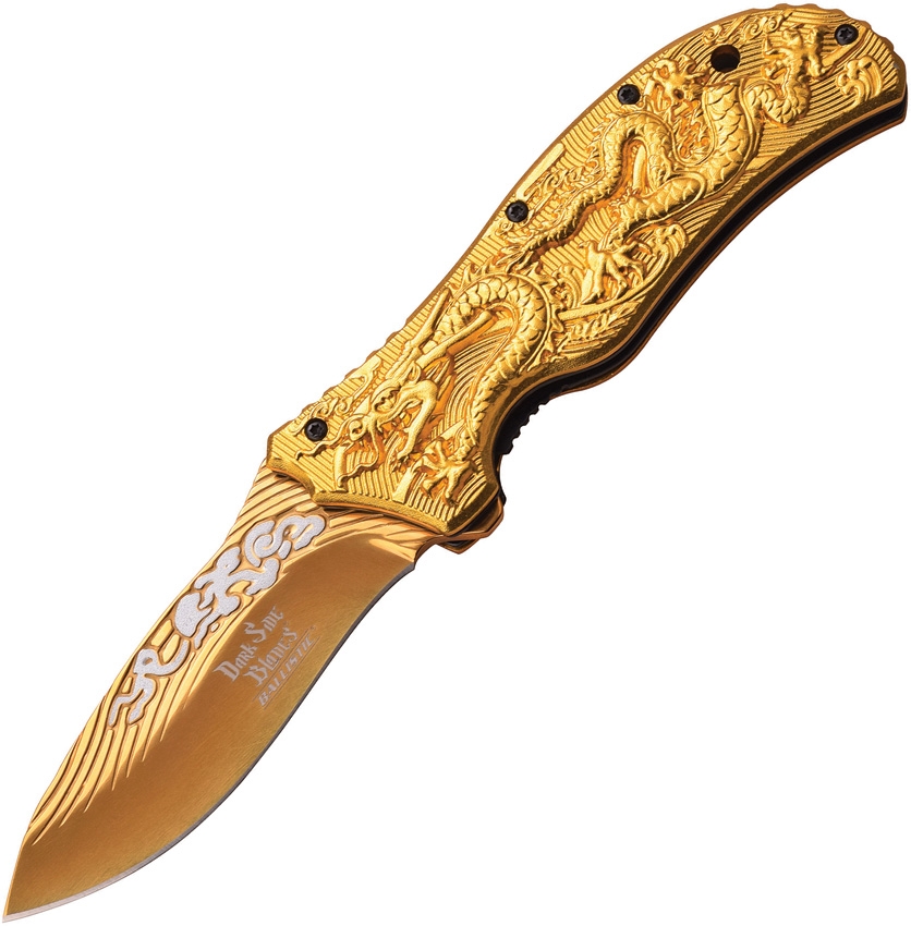 Dark Side DSA042GD Dragon Linerlock A/O Knife, Gold