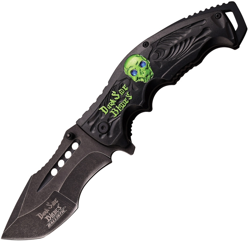 Dark Side DSA044GN Skull Linerlock A/O Knife, Green
