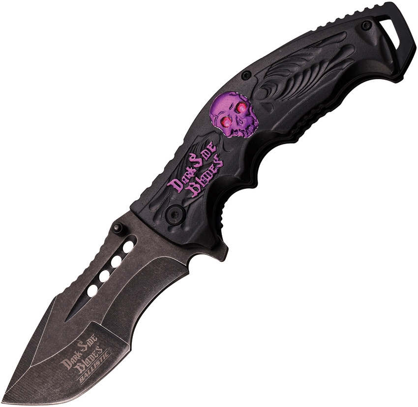 Dark Side DSA044PE Skull Linerlock A/O Knife, Purple