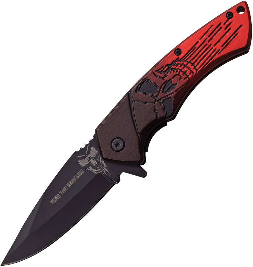Dark Side DSA053RD Skull Linerlock A/O Knife, Red