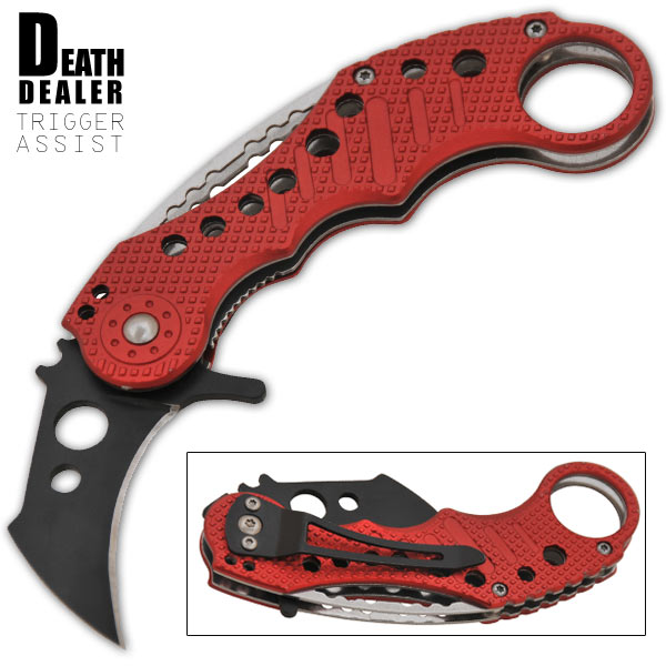 Death Dealer Spring Assisted Knife, Red