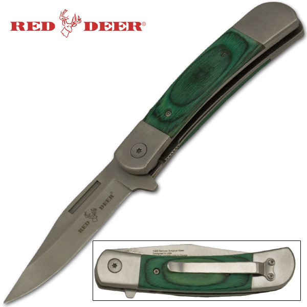 Deer Hunting Spring Assisted Knife, Green