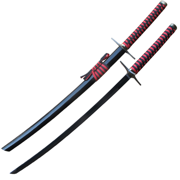 Demon Red Fabric Wrapped Katana Samurai Sword