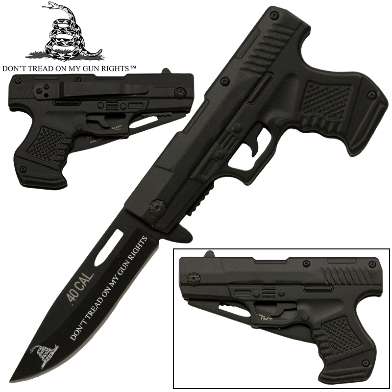 Don't Tread On My Gun Rights Gun Pistol Knife, Black