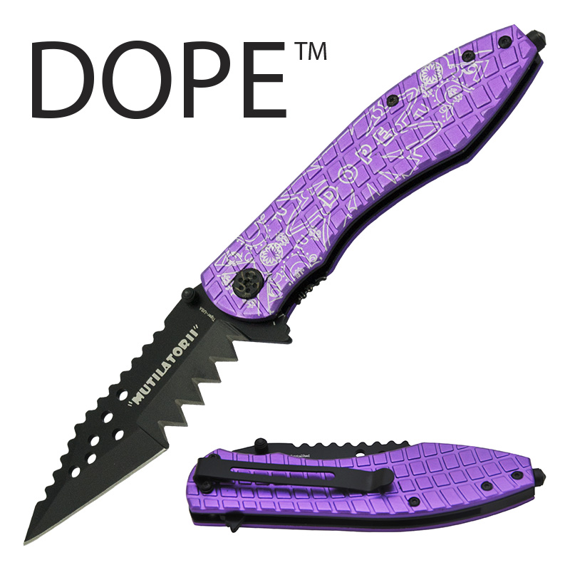 DOPE Star Floral Mutilator - Spring Assisted Knife, Purple