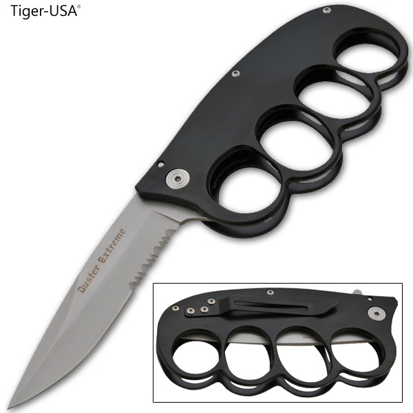 Duster Extreme Spring Assisted Folder Knife, Silver/Black