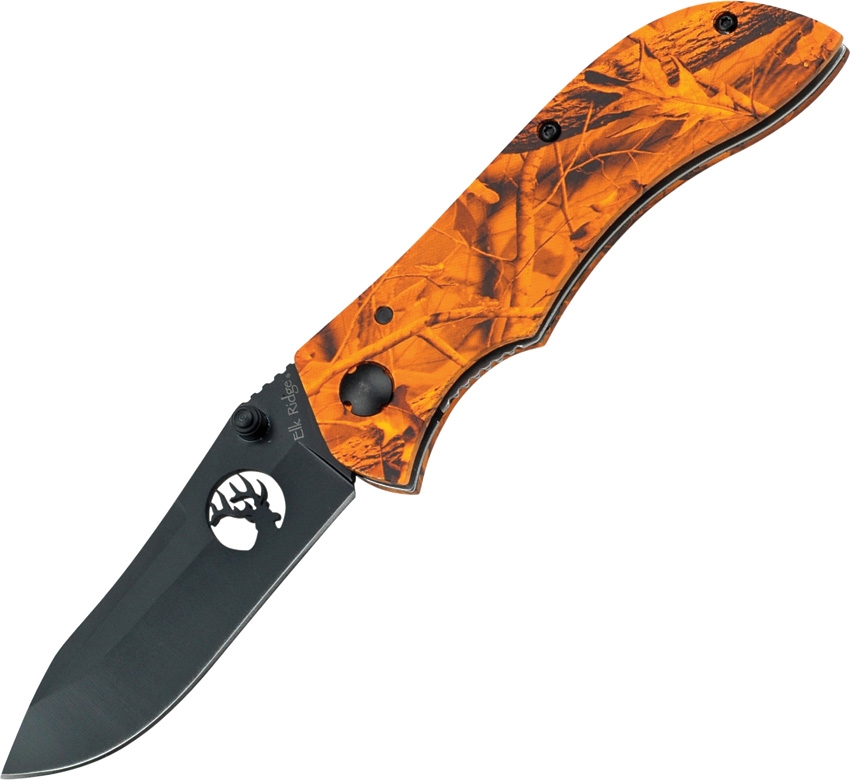 Elk Ridge ER015OC Linerlock Knife, Orange Camo