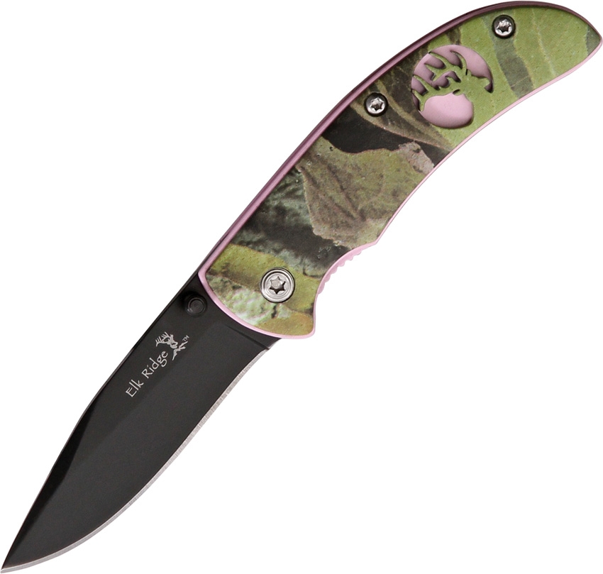 Elk Ridge ER120 Linerlock Knife, Pink Camo