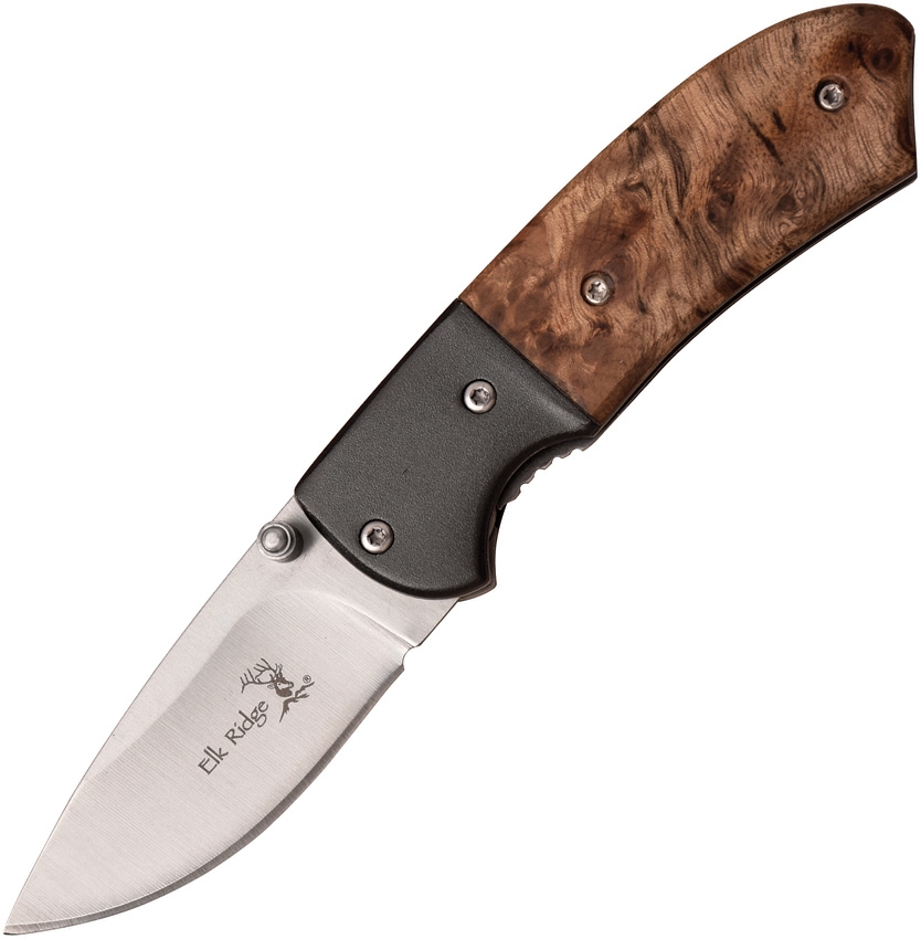 Elk Ridge ER171 Linerlock Knife, Burl Wood
