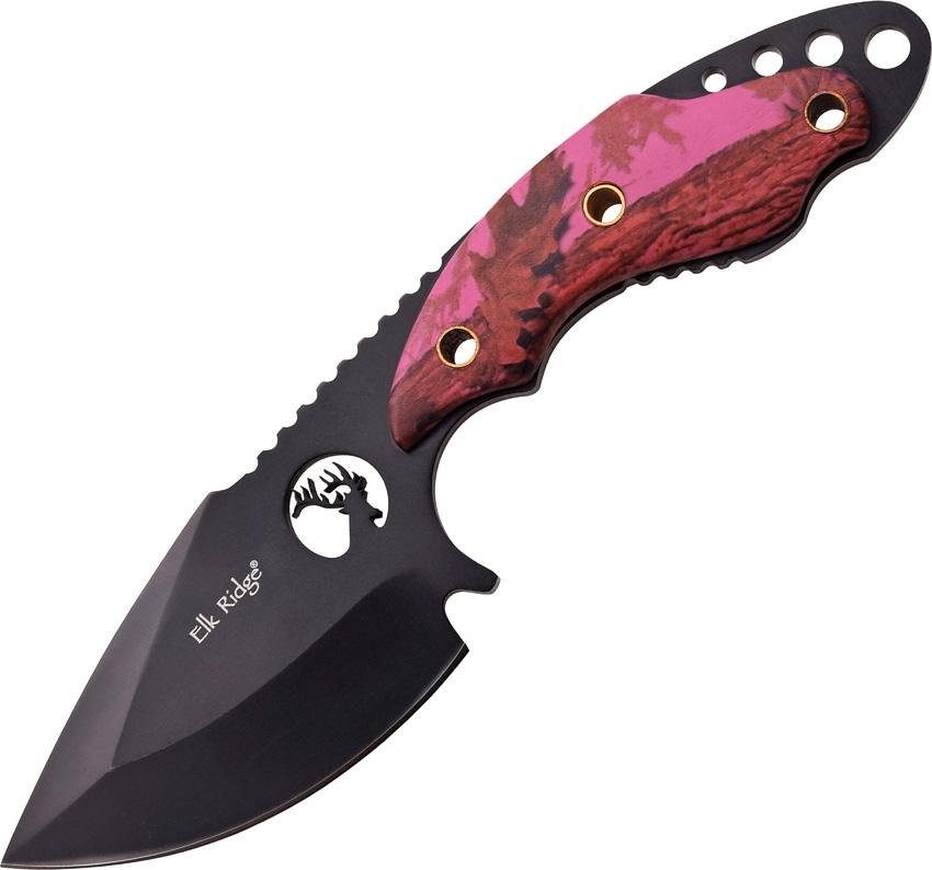 Elk Ridge ER528PC Fixed Blade Hunter Knife, Pink Camo
