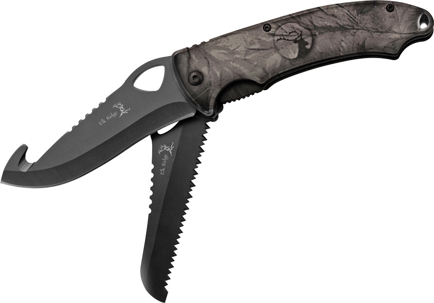 Elk Ridge ER546CA Double Blade Linerlock Knife, Camo
