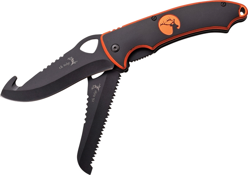 Elk Ridge ER546OR Double Blade Linerlock Knife, Orange