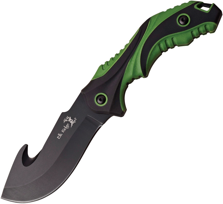Elk Ridge ER564HGN Guthook Fixed Blade Knife, Green