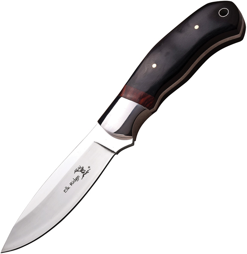 Elk Ridge ER565BW Fixed Blade Pakkawood Knife, Black