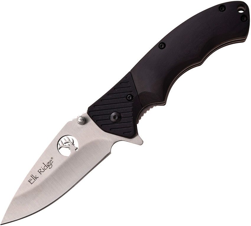 Elk Ridge ER566SBK Linerlock Knife, Black Wood